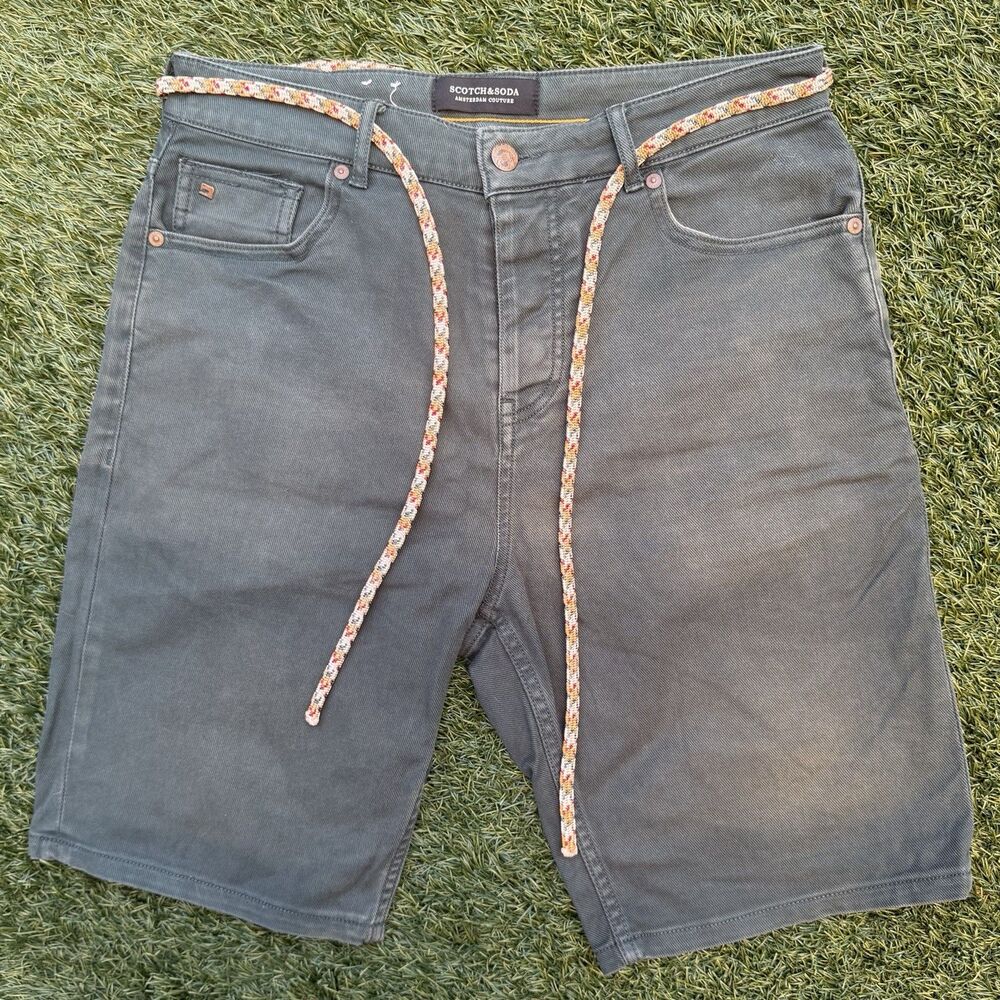 Scotch & Soda Denim Shorts Green Rope Belt Casual W28 Men Summer Casual